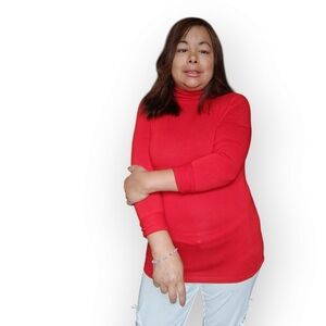 🎊3 FOR $10   LORD & TAYLOR WOMENS SMALL RED TURTLE NECK SHIRT